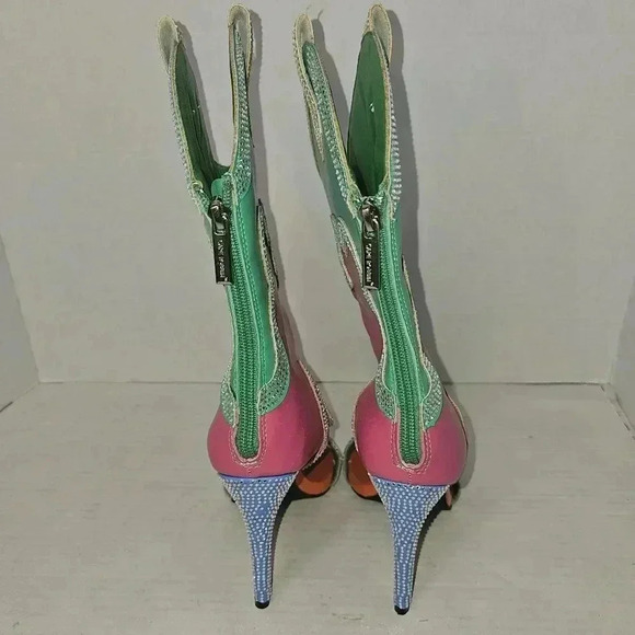 Cape Robin Nayaye Western Style Rhinestone Coated Multi Colored Cutout Heels 5.5 - Picture 7 of 11